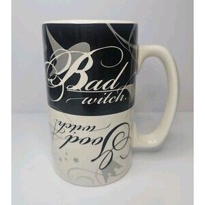 Good Witch Bad Witch Ceramic Coffee Cup Mug Double Sided Black White Hallmark